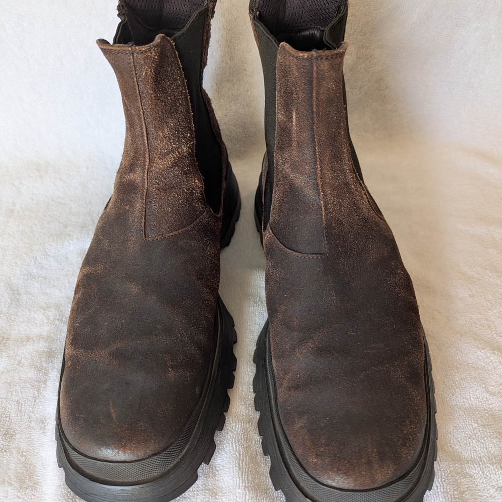 Prada Chunky Brown Chelsea Boots